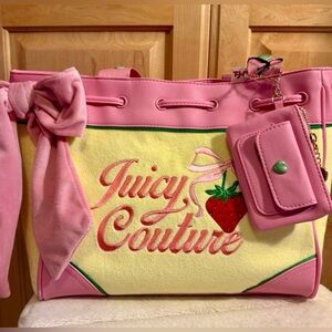 New Juicy Couture Retro Strawberry Yellow Daydreamer Tote Bag